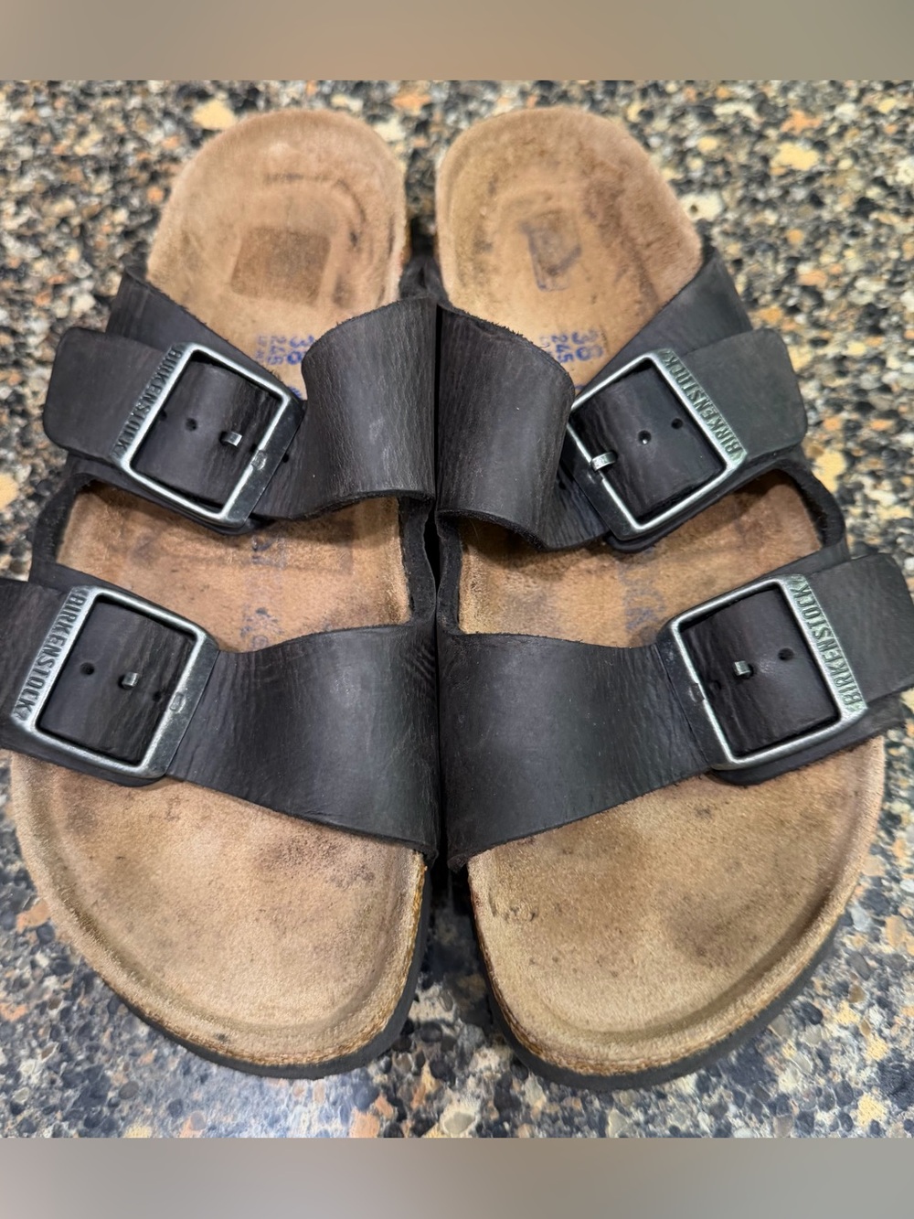 Black Double-Buckle Slide Sandals with Buckle Logo size 38